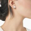 Akoya Cultured Pearl and 0.12 carat Diamond Earrings in White Gold - 8mm - Image 4