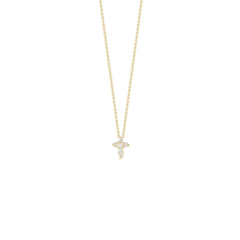Roberto Coin 'Tiny Treasures' Diamond Cross Pendant Necklace Yellow Gold