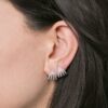 Sarah Leah Four Burst Diamond Huggie Earring in White Gold - Image 3