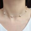 Akoya Cultured A+ Pearl Station Tin Cup Necklace in Yellow Gold - 6x6.5mm - Image 3