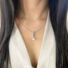 Akoya Cultured A+ Pearl Ocean Pendant with Sapphire in White Gold - 8mm - Image 3